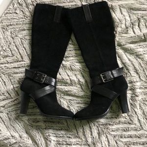 Chaps Candace Black Suede & Leather tall Boot sz 6